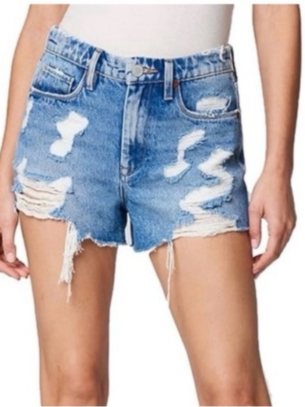 Blank NYC Light Blue Distressed High-Rise Denim Shorts NWT
